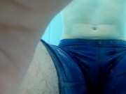 Speedo boy gets excited in the pool