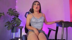 Hides Big Bulge in Her Lace Panties