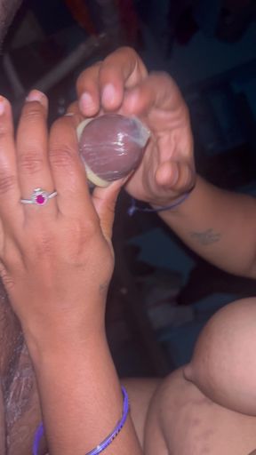 Telugu wife wearing condom to her husband dick