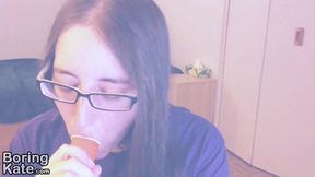 Kate sucks a big dildo