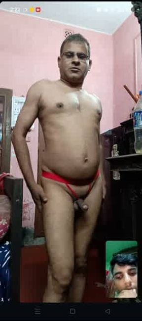 Jayanta Nandan _Shameless gay slut in red thong displays his Naked Body on video call.