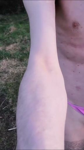 Sexy Cd Bella Outdoor Strip And Cum   Clip 1