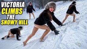 Vika tights fur coat ballet shoes slide snow sliding 4K full video 23 min
