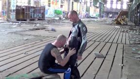 John Adams fucked by straight motorbiker in exhib