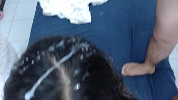Massaging my stepdad's dick so he gives me permission to party hairjob