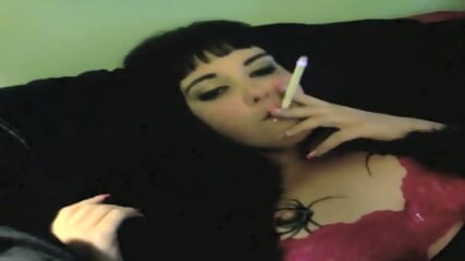 Pierced Brunette Power Smoking