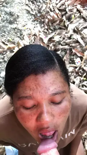Hot Latina amateur in the bush gives blowjob to stranger