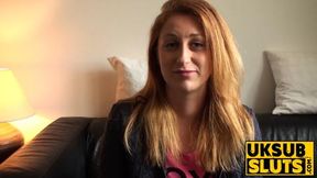 UKSubSluts com - Redhead babe enjoys deep throat from a dominant man