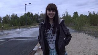 Adorable babe in fishnets wants to find her way in porn