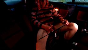 Amateur crossdresser Kellycd2022 masturbating in the back of the car