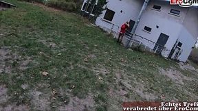 German Slut Fucked Outdoors at POV Meeting