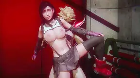 Tifa Embraces Dual Desire in Hot Busty Hentai Action