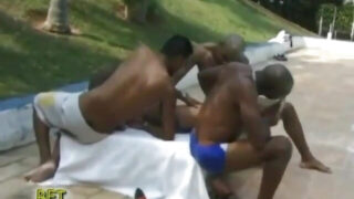 Interracial gangbang, double penetration &#8211; slut assfucked