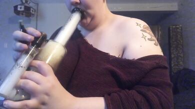 Tattooed BBW Dancer Strips for Smoking Spanking and Vibrator Play