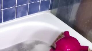 latexbound.org blowjob and anal creampie for a cumshot on a hot red creampie