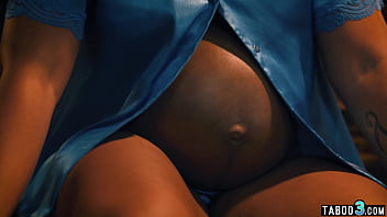 Big boobed pregnant ebony MILF Avery Jane craving for a big white cock
