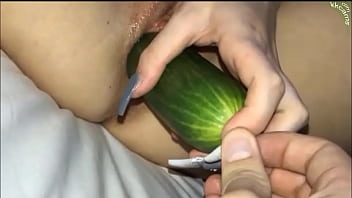 18 Year Old Girlfriend Fucking Herself With Huge Cucumber Then Cums Hot Amateur Cucumber Cam Homemade