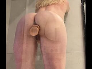 Excited Chunky Masturbates in Shower with Large Sextoy (TEASER)