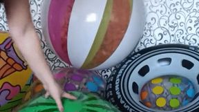 watermeloon beachball riding in lingerie