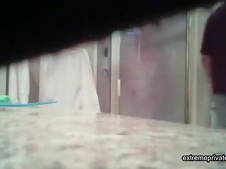 I peep on My Chubby Busty showering Stepmother