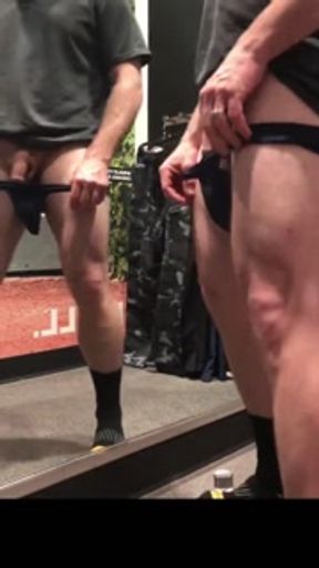 Solo Male Fitting Room Mirror Masturbation While Trying On New Pants Until I Cum All Over The Floor