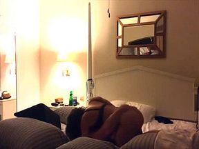 Submissive lady in stockings being licked by a horny fellow