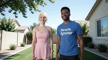 Sweet Blonde Emily Blacked in the Backyard (AI)