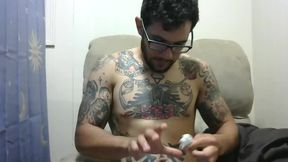 Hot Tattoed Body Model Jerk Off and Cum Show