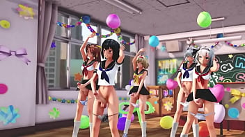 Futa girls stroking their dicks in school Mmd