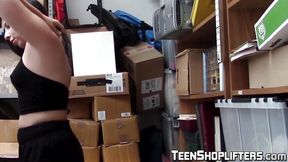 Daring teen Luna Leve caught stealing and punished with cock