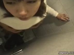 Slutty Asian slut is doggy style fucked in the toilet