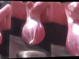 Massive Ever Big Balls extraordinary Ballstretching Giant Real Balls Saline Real Futanari Red Satin Gloves Black Nylons Moon Space Music Compilation