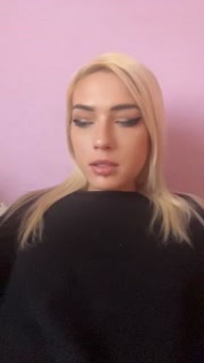 Sexy blonde girl smoke a cigarette