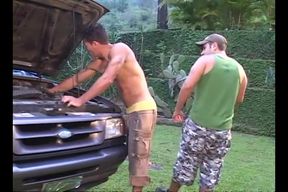 Horny repairman fucked this innocent guy very rough