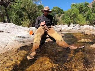 Pissing on myself and cooling off in a river after a sexy day of field work
