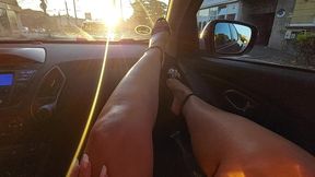 Stepson Takes His Stepmom to Work in the Morning, and She Spreads Her Legs and Starts Teasing Him in the Car
