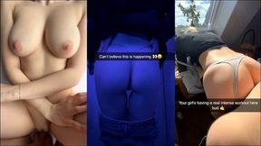 College girls show off their dirty fucking skills in triple screen Snapchat compilation