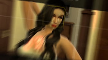 Asian trans ladyboy rides big Latino cock in 3D Sims machinima