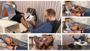 She Always Gets a Yes (Pantyhose Footjobs WITH Cumshots) MP4