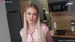 Stepmom and stepson share a bed &mdash;  creampie on her face and creampie in her mouth