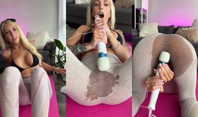 Blonde Beauty Sarah Harlow Drenches Her Leggings Before a Wild Reveal!