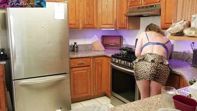 Ravishing mature housewife gets fucked in the kitchen while cooking fried chicken