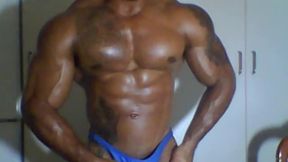 Muscular Dude Getting Naked at the End, Flexing