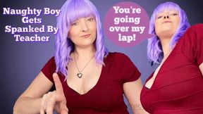 Naughty Boy Gets Spanked By Teacher - Get an OTK spanking by your teacher for cheating! - Female Domination, Femdom POV, Verbal Humiliation with Mistress Mystique Hoops - MP4