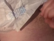 Femboy Messes Diaper Then Cums
