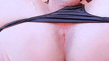 Joana - hot trans flashing her ass while cumming really nicely