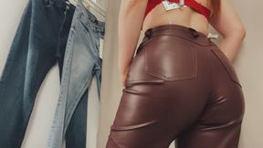 brown leather pants