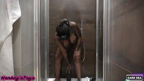 the kinky slut queen  dark dea  in horny wet fuck with the huge seahorse xl and her bull dark in the bathroom -full version- (darkdea for hankey stoys.com) - (extreme insertion-fetish-f