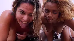 MEGA GANGBANG! Two Latina bitches Victoria Dias & Rebeca Villar
