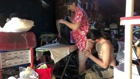 let me finish ironing, come on you know i can t resist if i see your big cock